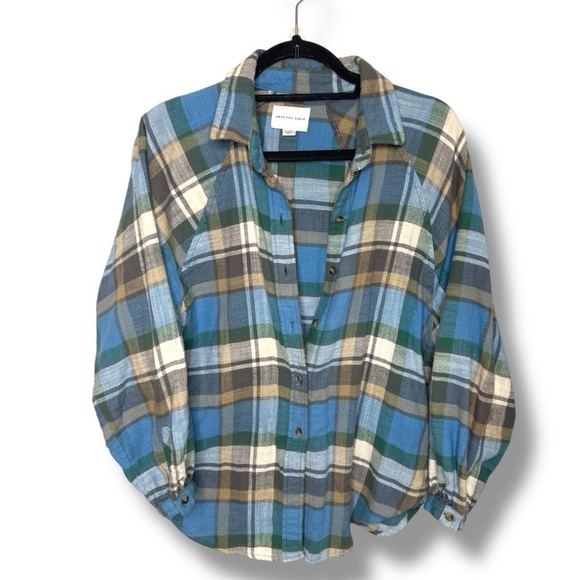 American Eagle Outfitters Tops - American Eagle Lightweight Flannel light Blue XS